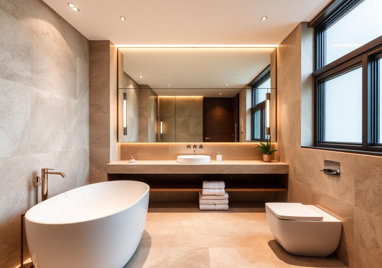 Baño moderno y minimalista elegante